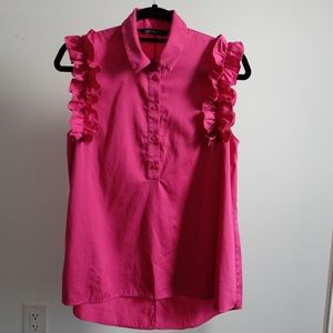 NWOT Zara Fuchsia Frilled Top